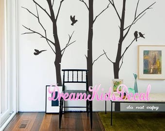 Nursery wall decals, tree with birds, tree wall decals,Wall Stickers wall decor wall art -DK115