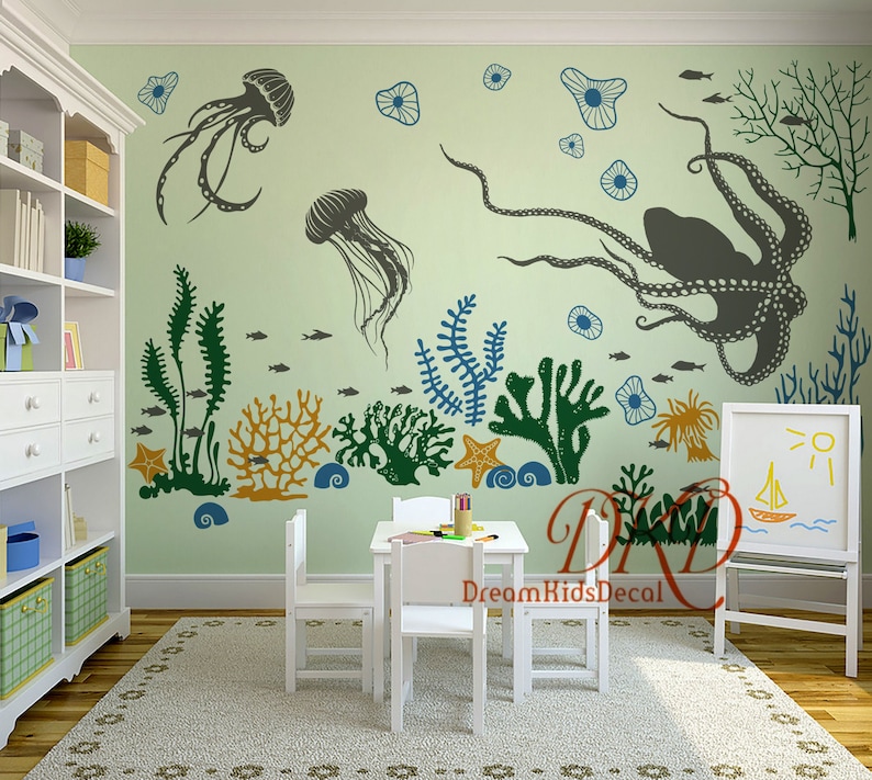 Under the Sea Wall Decal Ocean Wall Decal for Kids Room Etsy