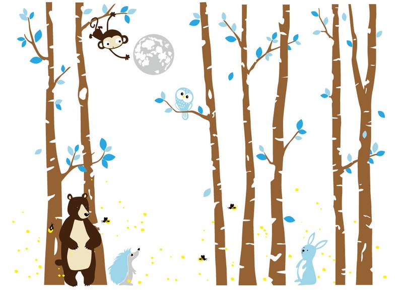 Forest Wall Decal Vinyl Wall Sticker Nursery Tree Wall Decal Etsy