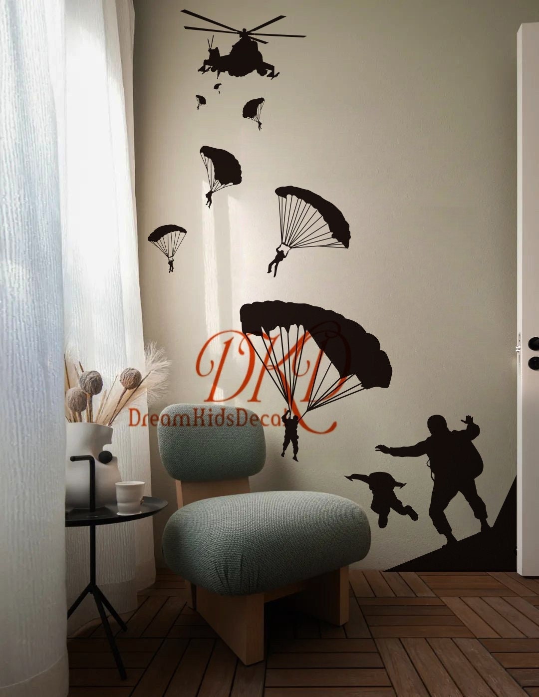 Military Wall Decal Army Helicopter Nursery Wall Decalbucket Etsy