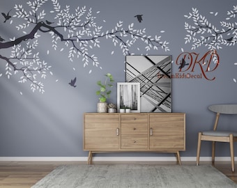 Large Branch Wall decal Nursery wall decal, Nature Forest Autumn leaves Tree Wall Decal Plants wall sticker-DK478