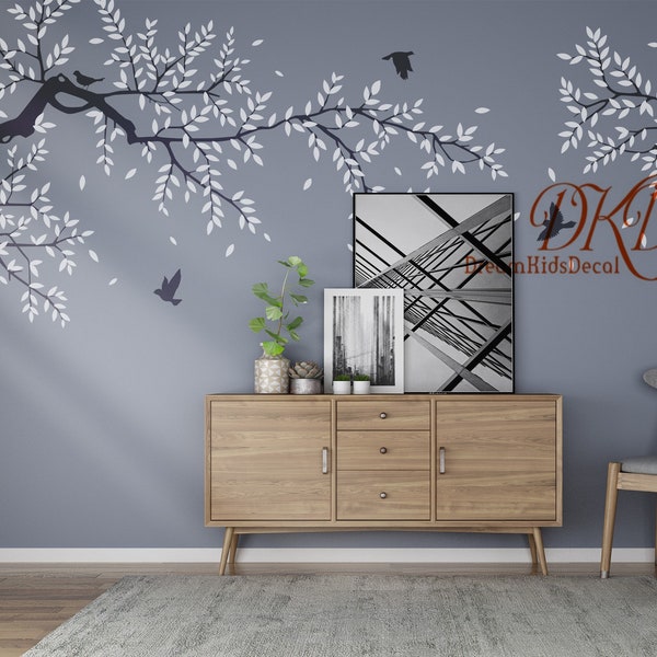 Large Branch Wall decal Nursery wall decal, Nature Forest Autumn leaves Tree Wall Decal Plants wall sticker-DK478