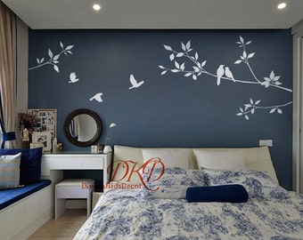 Tree and bird wall decals Nursery Wall Sticker Branch Vinyl Wall Decal Children wall decals nature Home Decor-DK164