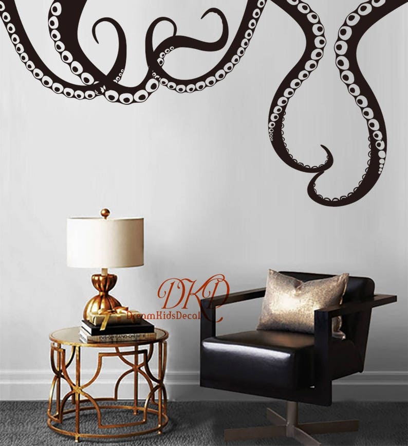 Octopus Decal Large Octopus Tentacles Wall Decals Kraken Etsy