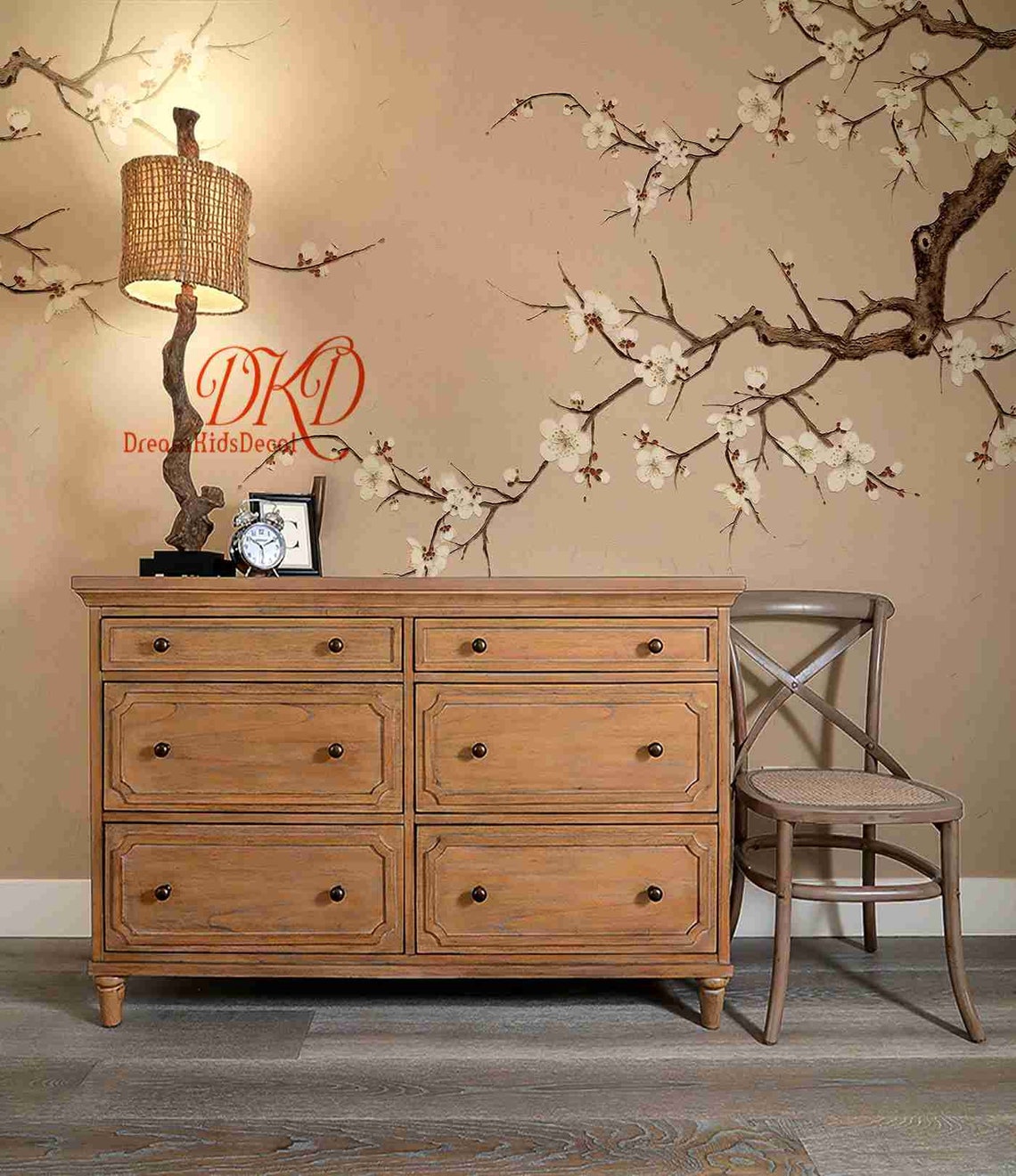 Chinoiserie Wallpaper Wall Mural Mid century decal Delicate Etsy