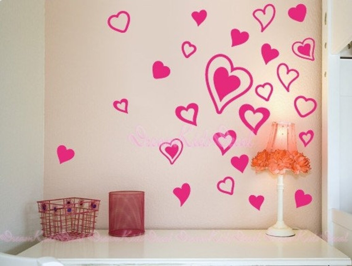 Heart Decals Hearts Wall Decals Hearts Wall Stickers Trendy Etsy