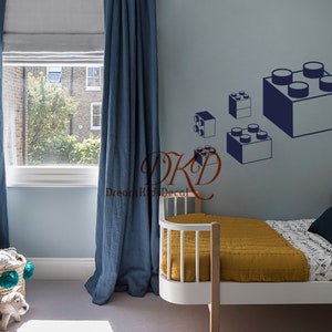 Building Block Wall Decal for Kids room Building Bricks Wall Sticker, 3D effect Nursery Decor-Set of Five Playroom Nursery Wall Decal