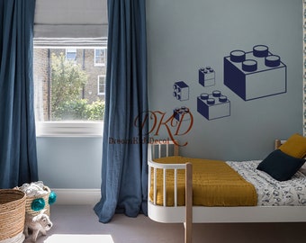 3D Building Block Wall Decal: Kids Playroom Nursery Decor