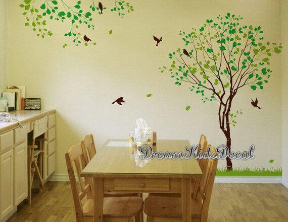 Supzone Pegatinas De Pared Árbol De Abedul – Vinilo Decorativo De Bosque Con Pájaros – Adhesivo Grande Para Guardería, Dormitorio O Salón (H174 X W166 Cm)
