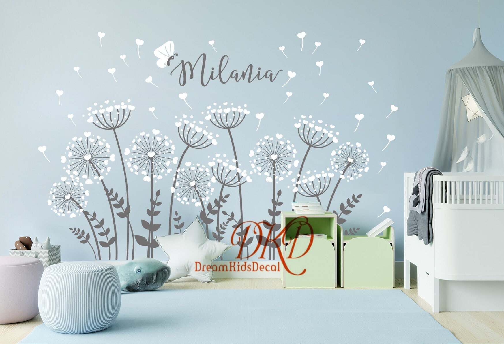 Dandelions Wall Decal Nursery Wall Sticker Flower With With Etsy