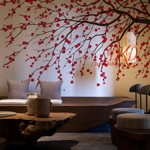 Cherry Tree wall decal Tree wall sticker, Nursery Wall Decals-Cherry blossom Tree Flowers Wall Sticker-DK431