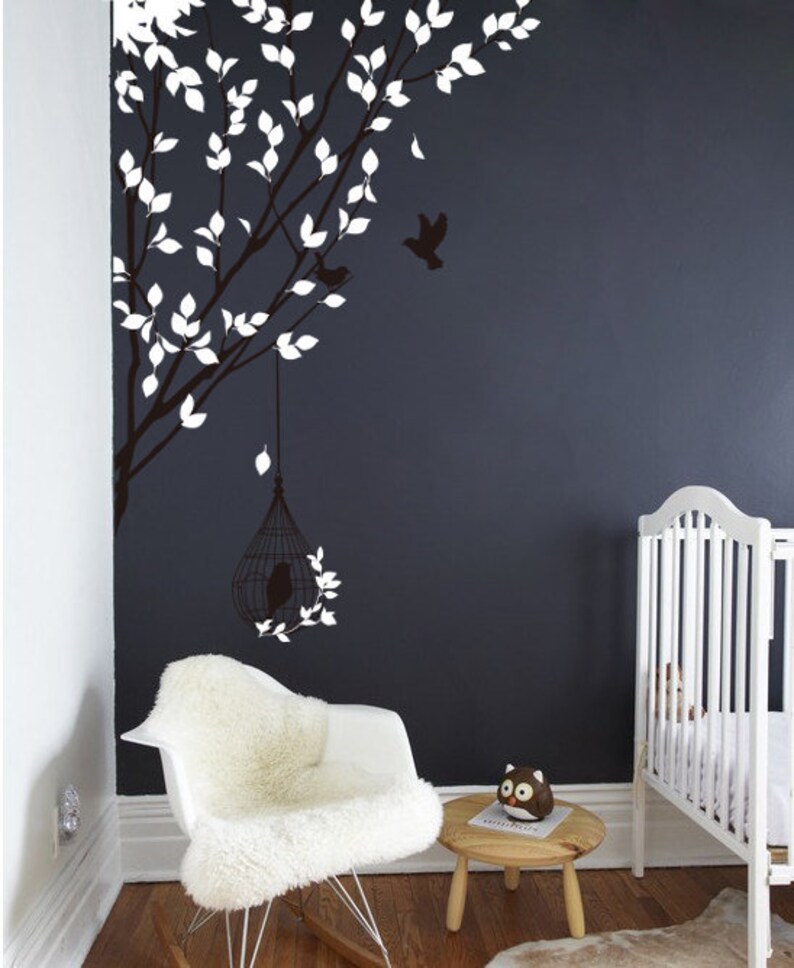 Nursery Wall Sticker Tree Wall Decal Branches Birdsspring Etsy
