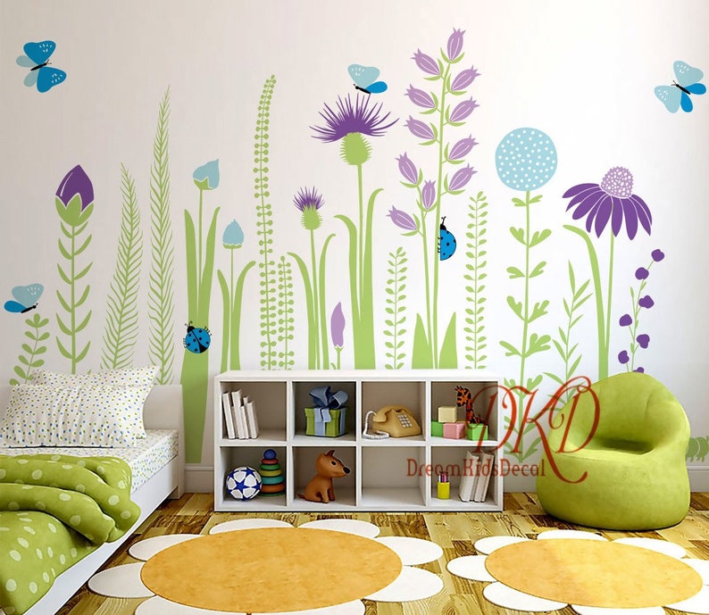 Green Plants Nature Wall Decal Vinyl Flower Wall Decal Sticker Etsy