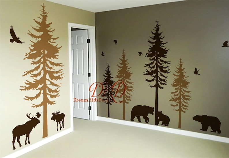 Woodland Nursery Decal Pine Tree Decal Vinyl Wall Decal Wall Etsy