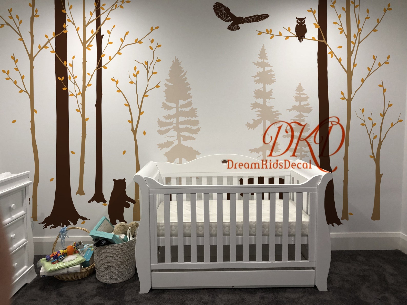 Woodland Forest Pine Trees Wall Decal for Baby Nursery Owl - Etsy