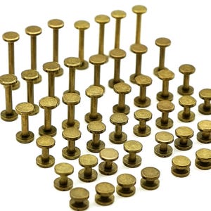 Vite Chicago in bronzo da 4-30 mm per pelle, rivetti con vite in ottone e bronzo da 3/8", viti per lavorazione della pelle, viti piatte, viti per lavorazione della pelle