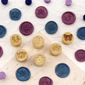 Wax Seal Stamp - 1pcs 15mm Mini Love Wax Seal Stamp / Butterfly Bee Moon Leaves Pine Cones Wax Seal Stamp / Sealing Wax Stamp (MIN) - SC/BT