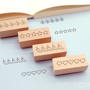 5つ星評価スタンプ2個、本評価スタンプ、食品評価スタンプ、チェックボックススタンプ、チェックリストプランナースタンプ、ゴム印、スクラップブッキングスタンプ
