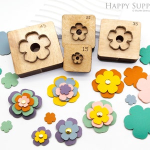 Matrice de découpe en cuir fleur / Collection de fleurs colorées dans un moule découpé en cuir / emporte-pièce pour boucles d'oreilles en cuir / matrice de découpe en cuir porte-clés