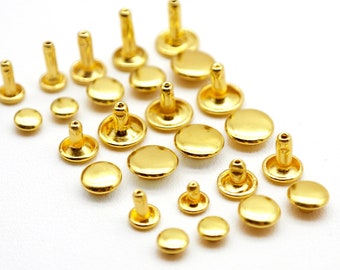 100 set Brass Snap Buttons for Leather Crafts Hammer Drive Rivets, Leather Metal Snap, Fasteners Tool Leather Snaps for Purse Handbags Shoes