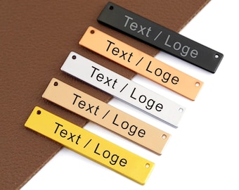 Etiqueta metálica personalizada para ropa, etiqueta grabada con láser, etiqueta metálica para bolsos, etiquetas de ropa personalizadas, etiquetas de ropa, etiqueta grabada de 35 x 6 mm (1,4 x 0,25")