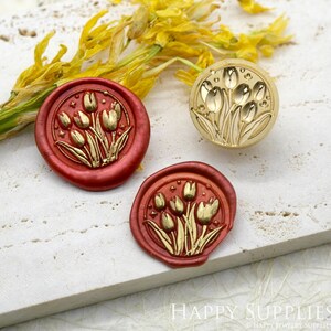 3D Wax Seal Stamp - 1pcs 3D Tulip Floral Botanical Wax Metal Stamp / Wedding Wax Seal Stamp / Sealing Wax Stamp (WS1083)