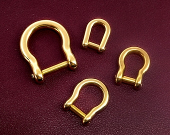 Brass Anchor Shackle, Screw Clasp Lock, Shackle Solid Brass U Lock Clasp Screw Leatherwork, Leather Keychain Hook, Leather Bracelet Findings
