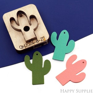 Troquel de corte de cuero de cactus para aretes / Troqueladora de metal con regla de acero / Molde para troquelado de cuero / Juego de troqueles para corte de aretes de cuero