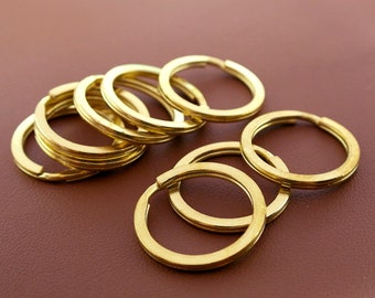 10 Uds. De latón macizo, anillo dividido plano, conector, llaveros, anillos, artesanía de cuero DIY
