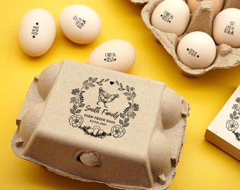 Sellos de huevos: sello personalizado para cartón de huevos, sello de cartón de huevos frescos de granja, sello de goma personalizado para caja de huevos, sello de huevo de gallinero, sello de granja.