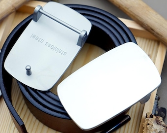 Hebillas redondas y rectangulares para cinturones, hebillas de acero inoxidable 304L, hebillas para cinturones de cuero para hombre, regalo para el Día del Padre