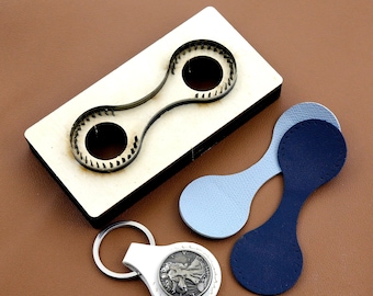 Fustella per portachiavi in pelle, fustella per portachiavi in pelle, set di fustelle per pelle, fustelle per testa di cinturino, strumento per lavorazione della pelle