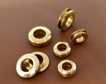 Solid Brass Screw Grommet Eyelet Rings, Round Grommet Eyelets Metal Grommet Purse Hardware, Leather Bag Loop Handle Connector