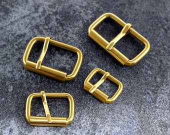 Solid Brass Roller Bar Buckle, Leather Strap Fastener Buckle, Single Prong Roller Belt Buckles, Square Metal Strap Belt Loop Buckle Findings