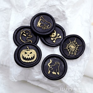 Cachet de cire - 1pcs 15mm Halloween Mini cachet de cire / kit de cachet de cire de crâne de fantôme de toile d'araignée de citrouille / cachet de cire à cacheter (MIN) - SC / BT