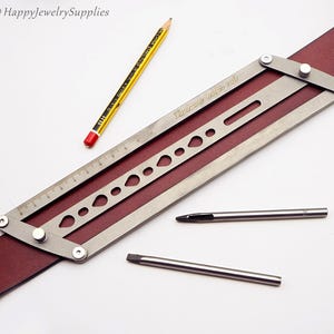 Leather Belt Holes Positioning Ruler, Leather Strap Holes Punching Tool, Belt Ruler, Leather Ruler, Handmade Leather DIY Adjustable 18~48mm