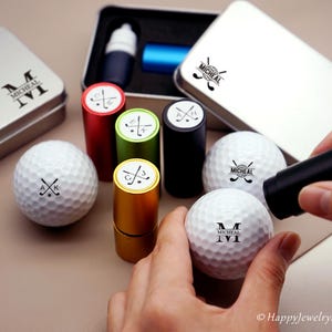 Boîte de tampons pour balles de golf personnalisées, Tampons de golf personnalisés, Cadeau pour golfeur, Marqueur de balle de golf, Accessoires de golf, Cadeaux pour hommes, Cadeau pour la fête des pères