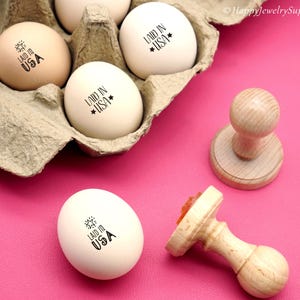 Set de tampons oeuf - Tampon oeuf pondu aux Etats-Unis, Tampon oeuf en carton personnalisé, Mix & Match - Tampon oeuf de poule Fram, Tampon en caoutchouc Pépites de cul