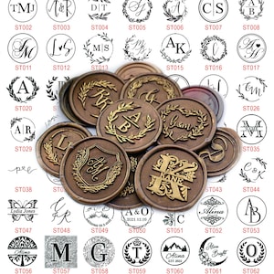 120 diseños, sello de lacre personalizado, sello de lacre con inicial del alfabeto, sello de boda personalizado, sello de lacre a medida, kit de sello de lacre