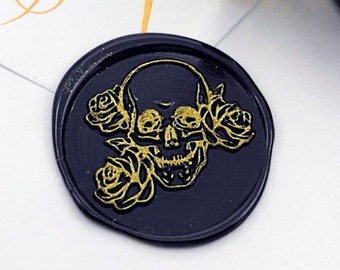 Wax Seal Stamp - 1pcs 30mm Rose Skull Metal Stamp / Halloween Wax Seal Stamp / Sealing Wax Stamp (WS611)