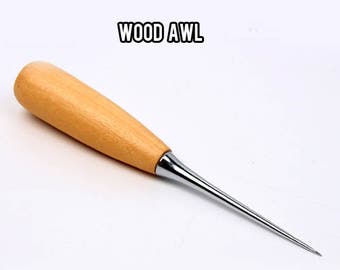 Solid Wooden Handle Awl / Leather Awl Tool Craft Sewing Punching/ Hole Maker Stitching Overstitch / Wood Leather Tools Supplies (LT022)