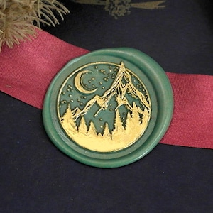Sello de cera - 1pcs 30mm Round Mountain Forest Moon Star Metal Stamp / Sello de cera de boda / Sello de cera de sellado (WS673) - SC / BT