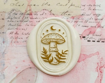 Wax Seal Stamp -1pcs 30mm Oval Magic Mushroom Moon Galaxy Universe Stamp / Wedding Wax Seal Stamp / Sealing Wax Stamp (WS1013)