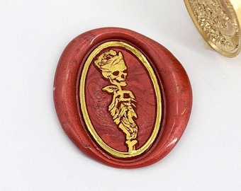 Wax Seal Stamp - 1pcs 30mm Oval Crown Skull Rose Flower Stamp / Wedding Wax Seal Stamp / Sealing Wax Stamp (WS733)