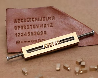 Custom Leather Stamp 26 Alphabet Stamp Brass Metal Stamp / Interchangeable Wood Brand Iron Heat Emboss w Letter T-slot Holder Soldering Iron