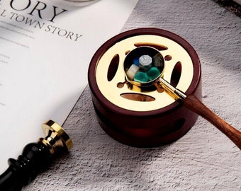 Sealing Wax Wooden Melting Furnace Tool Stove Tool with Wooden Handle Brass Wax Spoon (Same as First Image)