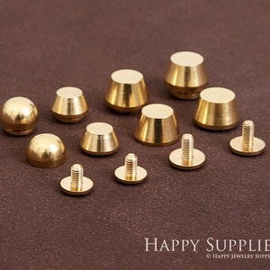 Brass Rivets and Studs For Leather, Leather Bag Foot Screw Brass Rivets and Studs for Handbags / Screwed Studs / Brass Chicago Screw