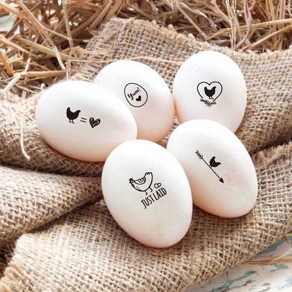 Juego de sellos de huevo - Sello de huevo de amor, Sello de cartón de huevo personalizado, Mezcla y combinación - Sello de huevo de gallina Fram, Sello de goma de nuggets de trasero