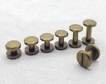 10MM Bronze Chicago Screw For Leather, 3/8" Bronze Brass Screw Rivets, Leather Craft Screws, Flat Screws Leatherworking Screws