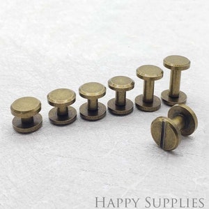 Vite Chicago in bronzo da 10 mm per pelle, rivetti a vite in ottone bronzo da 3/8 ", viti artigianali in pelle, viti piatte viti per la lavorazione della pelle